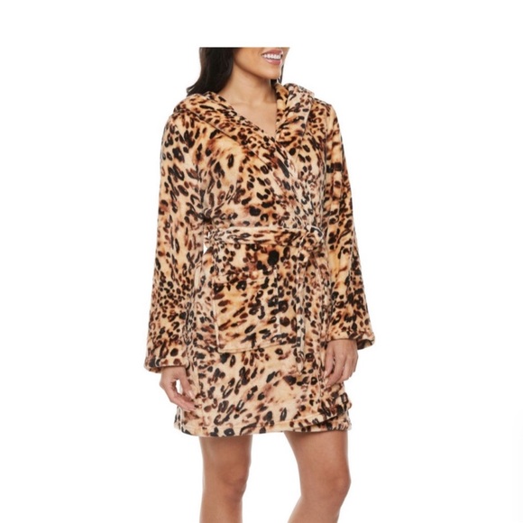 NWT Juicy Couture Black Logo Leopard Bath Robe - Picture 5 of 6